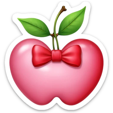 A light pink bow on a cherry sticker