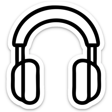 black outlined icon of headphones, symbolizing audio sticker
