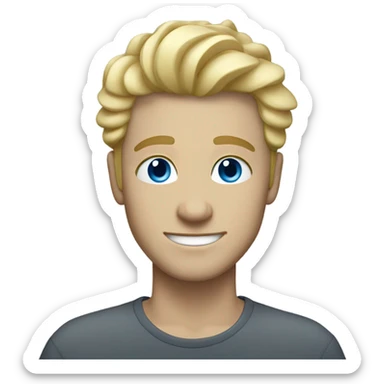 light curl blonde man blue eyed white skin sticker