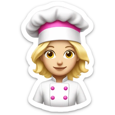 Hot pink chef hat on blond Caucasian girl sticker