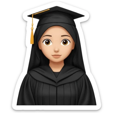 Girl wearing black hijab and black abaya and graduation gown view from behind   sticker