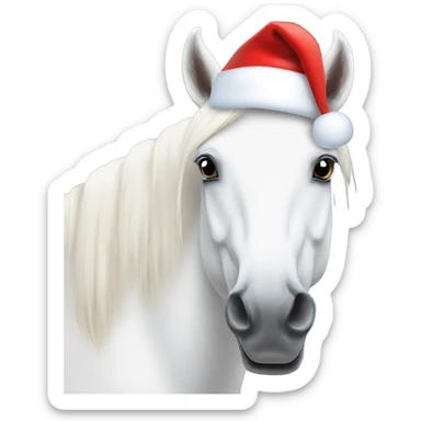 White Horse with Santa hat  sticker
