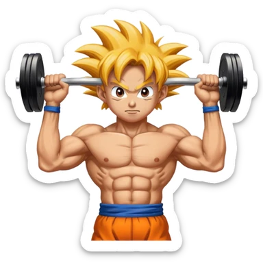 Goku lifting weights  sticker