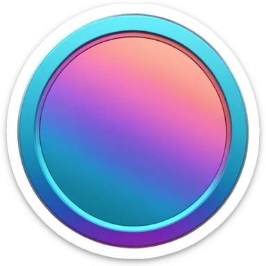 
coin color in in gradient of turquoise, blue, pink, purple, and coral metal texture
Rotate coin 125 degree  3d effect sticker