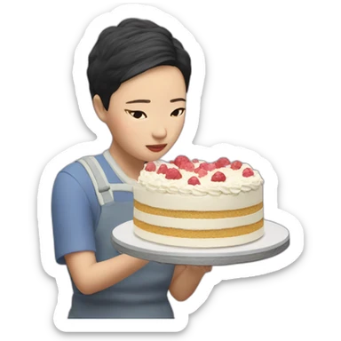 Kim youn il looking at a cake sticker