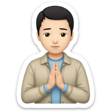 A man prayering with black hari skin colour white and with casual dress sticker