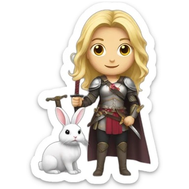 Woman blonde with sword and rabbit sticker
