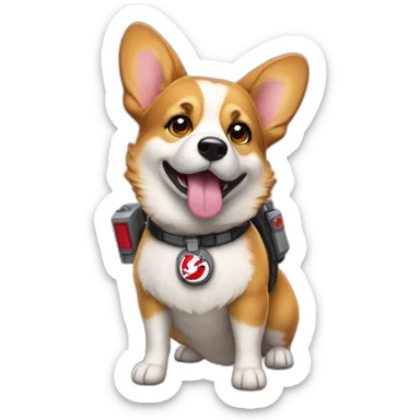 Full body Corgi in a ghostbusters costume sticker