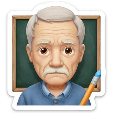 Strict Teacher – old man, serious gaze, raised chalk sticker