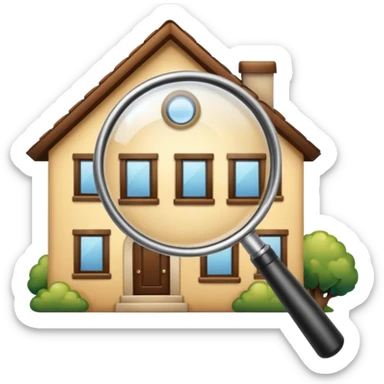 A house with a magnifying glass on it. sticker