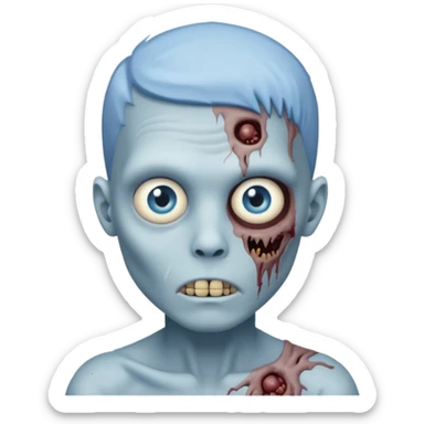 Zombie boy with blue face and blue eyes sticker
