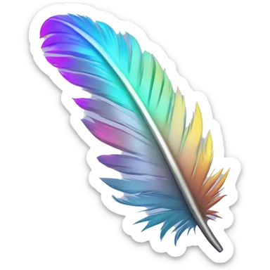 holographic feather with glowing tips and a soft gradient sticker