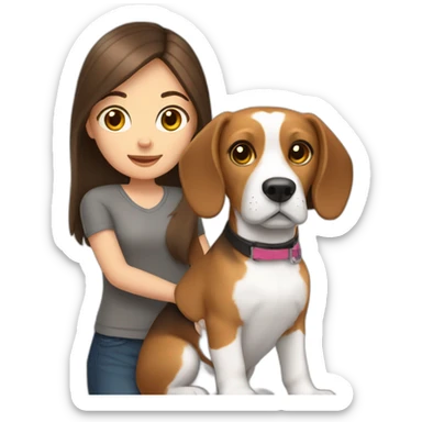 Beagle and brunette girl sticker