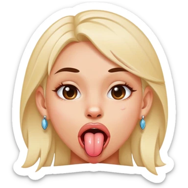une fille qui tire la langue avec un piercing  sticker