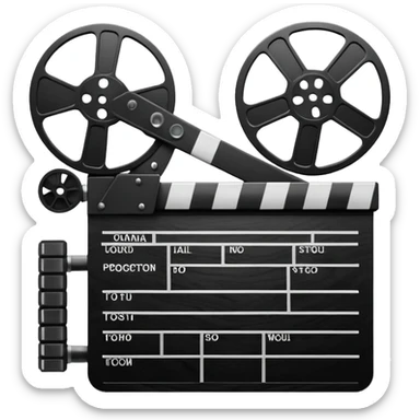 clapperboard and film reel sticker