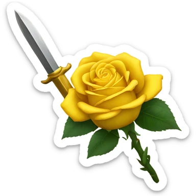 yellow roses with dagger sticker