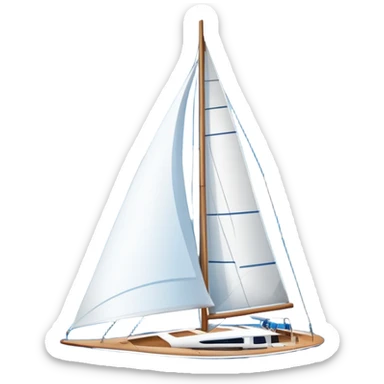 An icon featuring a sleek sailboat with billowing sails cutting through the waves. The design includes the boat's mast, a wind-filled sail, and water splashes, symbolizing the thrill and skill of sailing. Transparent background highlights the elegance and power of wind-driven sports. sticker