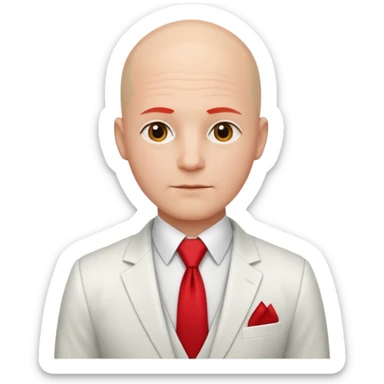 bald with red necktie, white suit sticker