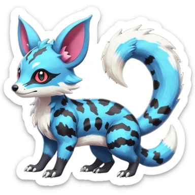 Rare exotic cute epic aesthetic colorful Salandit-Eevee-Civet-species-Fakemon-hybrid-creature, with markings, full body sticker