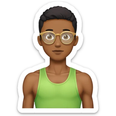 skinny black boy athlete in stringer with gold glasses sticker