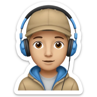 Make me a twin wearing a cap while listening to a song sticker