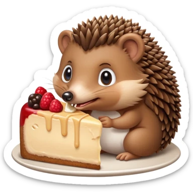hedgehog eating cheesecake sticker