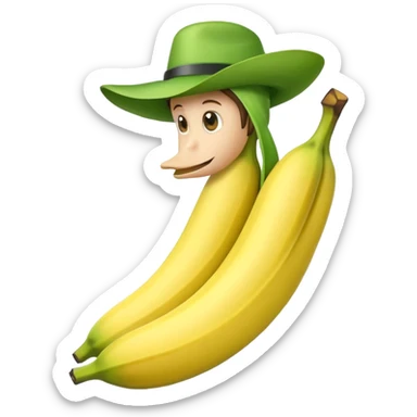 crea un emoji de un platano verde con sombrero.  sticker