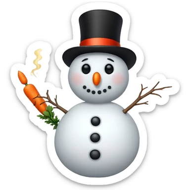 a snowman with a cigarette sticker