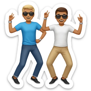 Two men standing back to back dancing sticker