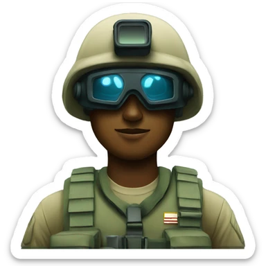 a marine looking through night vision goggles sticker