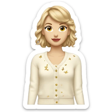 Taylor swift cream cardigan with stars not on anyone sticker