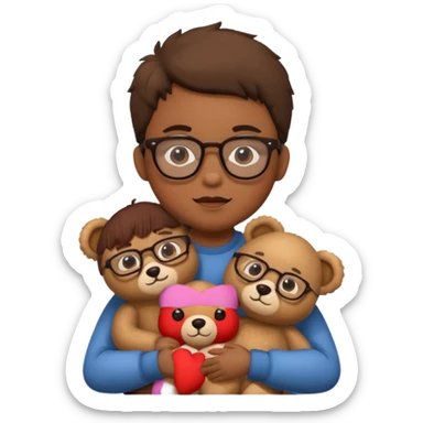 kid wearing glass with teddy bear  sticker