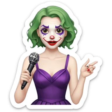 joker with dress, microphone, singing sticker