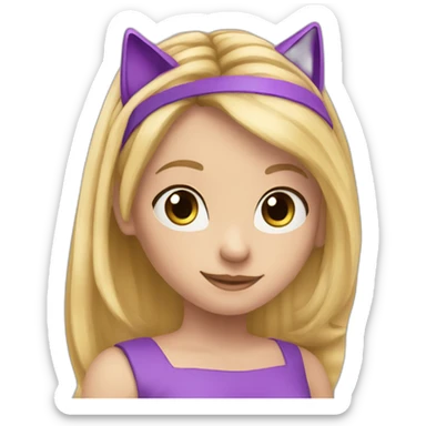 Long blonde hair girl with purple cat ear Alice band sticker