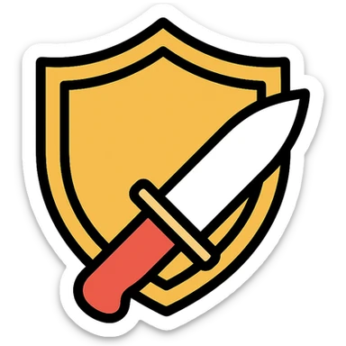 shield and knife colored icon sticker
