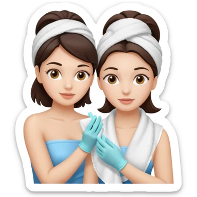 girl brunette getting a facial by a cosmetic esthetician sticker