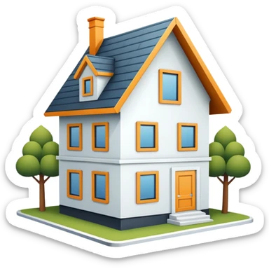 Make a simple upside down house in 2d with a black background and white lines sticker