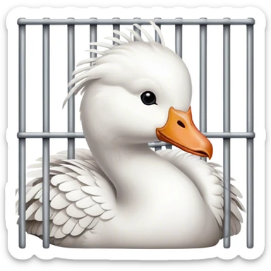A white goose behind jail bars  sticker