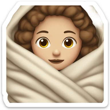 Pale girl with brown hair wrapped in a blanket  sticker