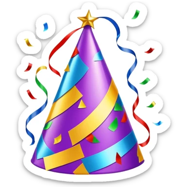 colorful party hat with confetti and streamers sticker