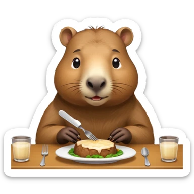 capiabra at a restaurant table sticker