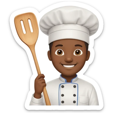 Black chef with spatula sticker
