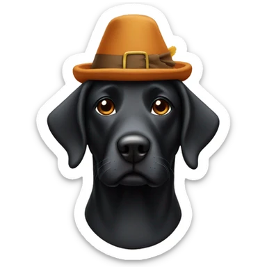 Full size Black Lab dog in a turkey hat costume sticker