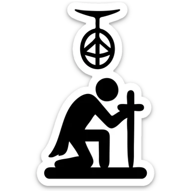 Create a stylized, flat modern icon of a blue knight kneeling and stabbing the ground with a sword, with the Elden Ring symbol above him in yellow. Use mostly blue shades for the knight and background, yellow for the ring, and keep the style clean, simple, and consistent with previous icons. Fully transparent background, minimal use of other colors, prioritize clarity and recognizability. sticker