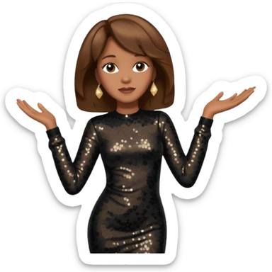 Whitney Houston with brown hair, black sequin long sleeve dress sticker