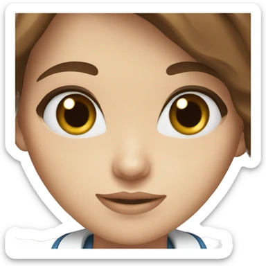 beautiful girl with brown hair blue eyes doctor sticker
