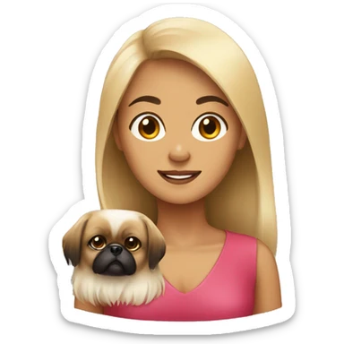Women with Pekingese sticker