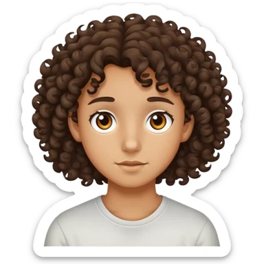 tan teenager with curly dark brown hair sticker