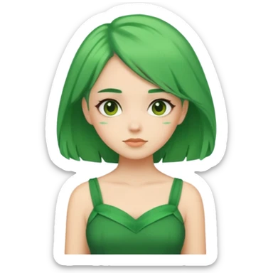 a girl of nature green hair and it shows her whole body green dress pretty sticker