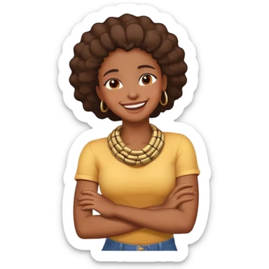 black girl arms crossed hold neck laughing  sticker